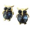 [P3986] - Designer Earrings 'Chouettes' Navy Gold - 15x13 Mm