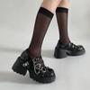 Chain Platform Mary Janes Women  Heart-Shaped Buckle Punk Gothic Shoes Woman Patent Leather Thick High Heels Lolita Shoes