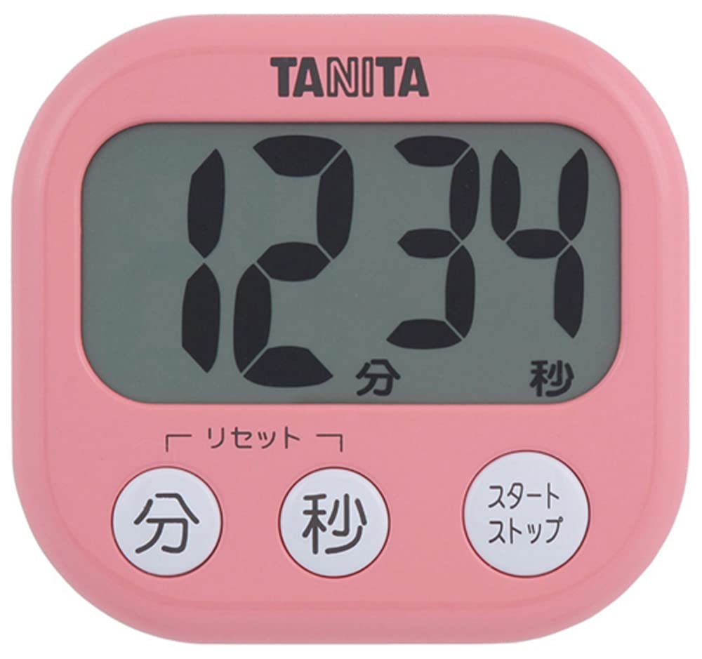 Tanita PK Kitchen Study Timer with Large Loud 100 Magnetic Pink TD-384 Screen, Sound, Minutes, Stand,
