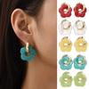 2024 New Multicolor Transparent Acrylic Resin Marbling Flower Drop Earrings for Women Copper Gold Ear Buckle Fashion Jewelry