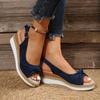 Sandals New Suede Hemp Rope Bow Wedge Heel Casual Sandals Women's Shoes