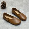 Handmade Loafers Genuine Leather Flat Shoes Round Toe Soft Sole Casual Women's Slip-on Shoes
