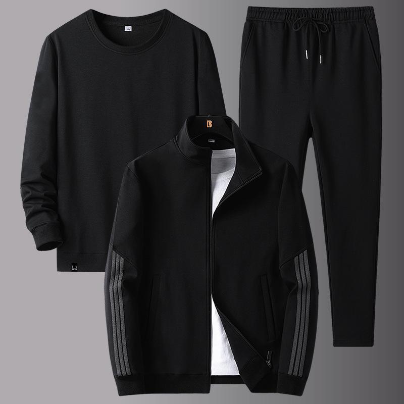 Middle Aged and Elderly Men's Casual Sports Suit, Spring and Autumn Loose Plus Size Three Piece Set