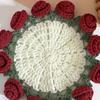 Handmade Crochet Flower Coasters Vintage Rose Flower Bouquet Coaster Unique Coffee Table Decor Accessories