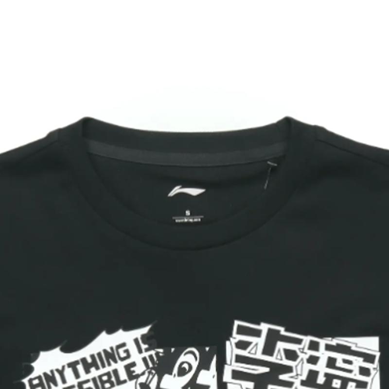 Li Ning Logo Print Round Neck Pullover Short Sleeve T-Shirt Comfortable Skin-Friendly Simple Shorts Casual Sports Set AHSUA21-2+YKSV129-1