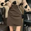 Coffee Short Skirt Spring Autumn New Design Irregular Hip-pack High Waist A-line Skirt