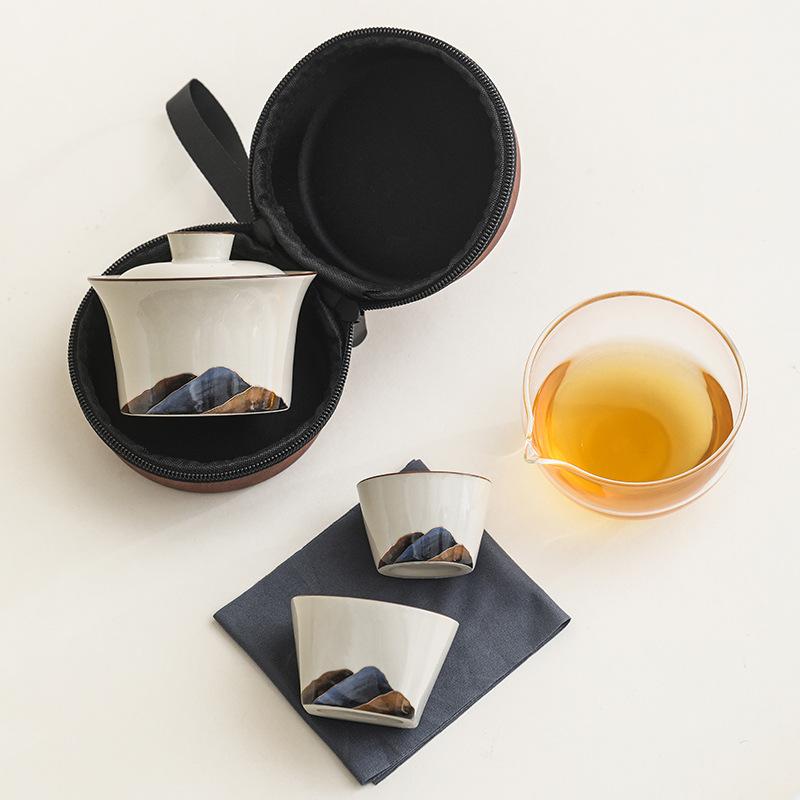 Kung Fu Travel Tea Set Portable Outdoor Retro One Pot Two Cups Cover Bowl Teacup Kung Fu Tea Set Kuaike Cup Outdoor