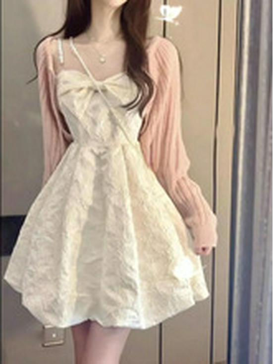 Women's White French Beach V-Neck Spaghetti Strap Maxi Dress