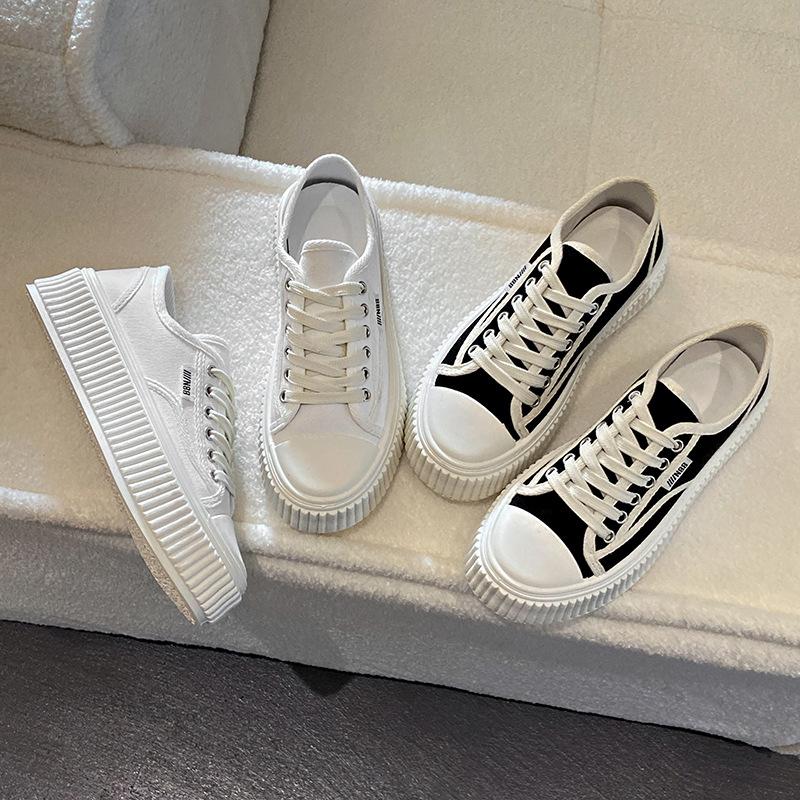 Canvas Biscuit Shoes Women's Spring New Platform Casual Shoes Muffin White Shoes Women's Tide