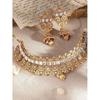 Gold-Plated Handcrafted Artificial Kundan Jewelry Choker Set with White Stone Matching Earrings For Women and Girls