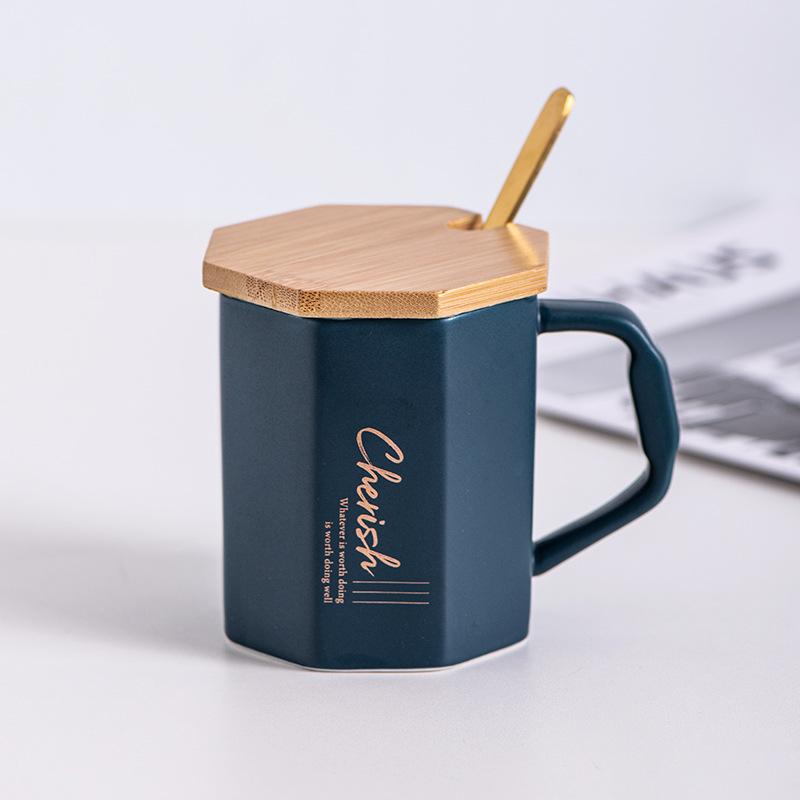 Wind Ceramic Cup With Lid Home Office High-End Couple Water Cup High-Value Gift