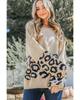 Azura Exchange Leopard Patchwork Knitted Puff Sleeve Sweater