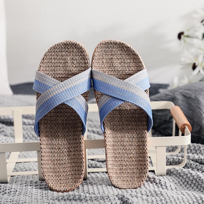 Summer Indoor Non-Slip Linen Slippers: Soft, Silent Sandals for Men and Women