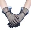 Bridal Gloves Black and White Red Wedding Dress Gloves Plain Semi-transparent Mesh Gloves Summer Sun Protection Lace Gloves Thin
