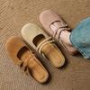 New One-pedal Leather Flat-bottomed Slippers Summer Foot Bag Head Slippers Women's Casual Beef Tendon Soft Bottom Large Size Sandals