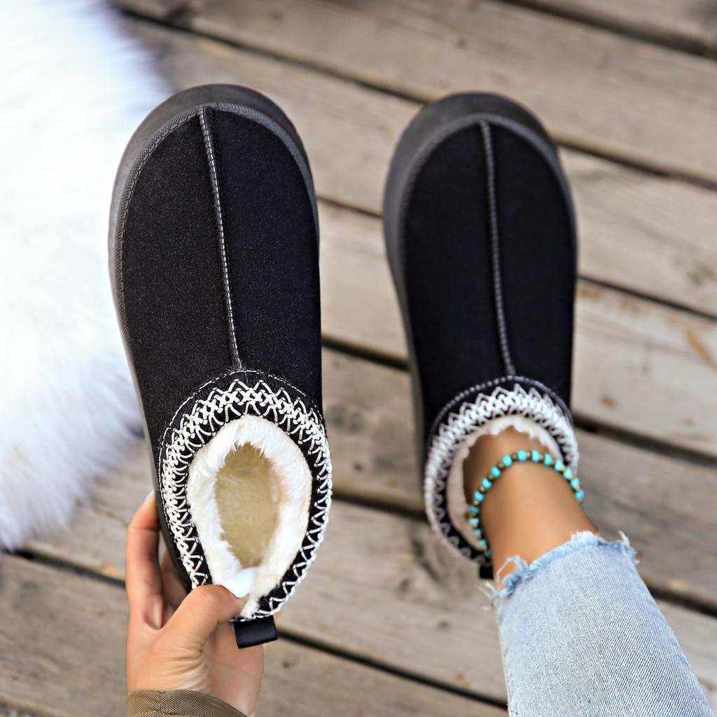 2025 New Thick-soled Winter Velvet Thickened Snow Boots, Ethnic Style One-pedal Lazy Shoes, Bag Head and Half-drag Cotton Shoes