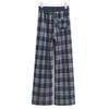 Sibaishe Women's Fleece-Lined Plaid Elastic Waist Drawstring Casual Pants