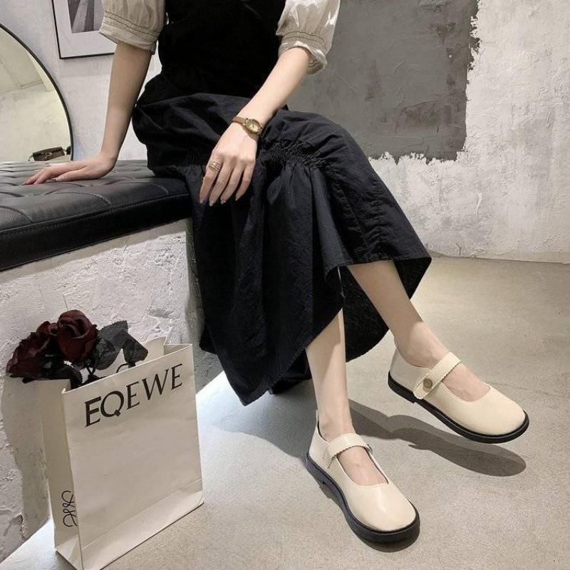 Shoes for Woman 2024 Square Heels Round Toe Women's Summer Footwear Japanese Style Lolita Gothic Kawaii Mary Jane Cute Wholesale