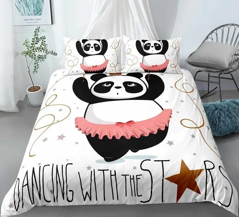 Panda Bear Bedding Sets Animal Duvet Cover Twin Full Single Size and Pillowcase Home Textile 3D Print Bedclothes for Kids Child