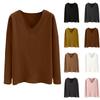 Ladies' Loose Comfortable Casual Fashionable And Large Size Warm Underwear With Seamless  V-Neck And Thick Velvet Long Sleeves Top