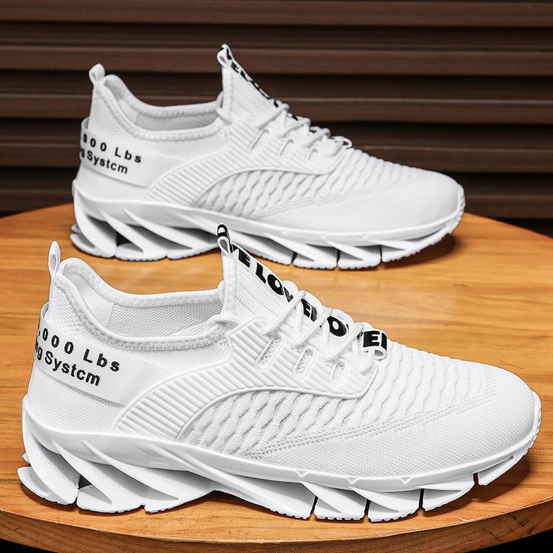 Spring/Autumn Men's Large Size Blade-soled Shoes Flying Weave Fitness Jogging Shoes