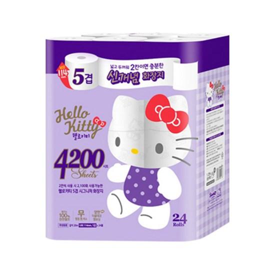 Hello Kitty Signature 5-ply Pulp Toilet Paper 20m, 24 Pieces, 1 Piece, a Popular Character In Korea