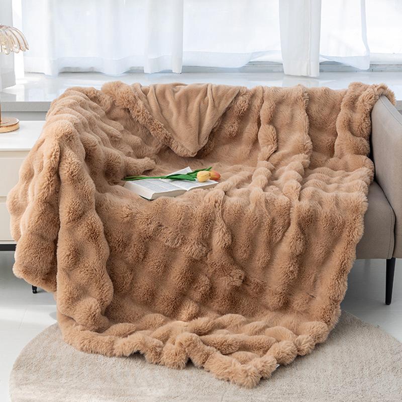 Bubble Rabbit Blanket Flannel Blanket Four Season Nap Sofa Blanket Coral Fleece Leisure Air Conditioning Cover Blanket Thickened Plush Bed Cover