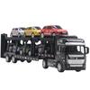 Decorative Alloy Car Model Back-to-force Trailer Transporter Toy