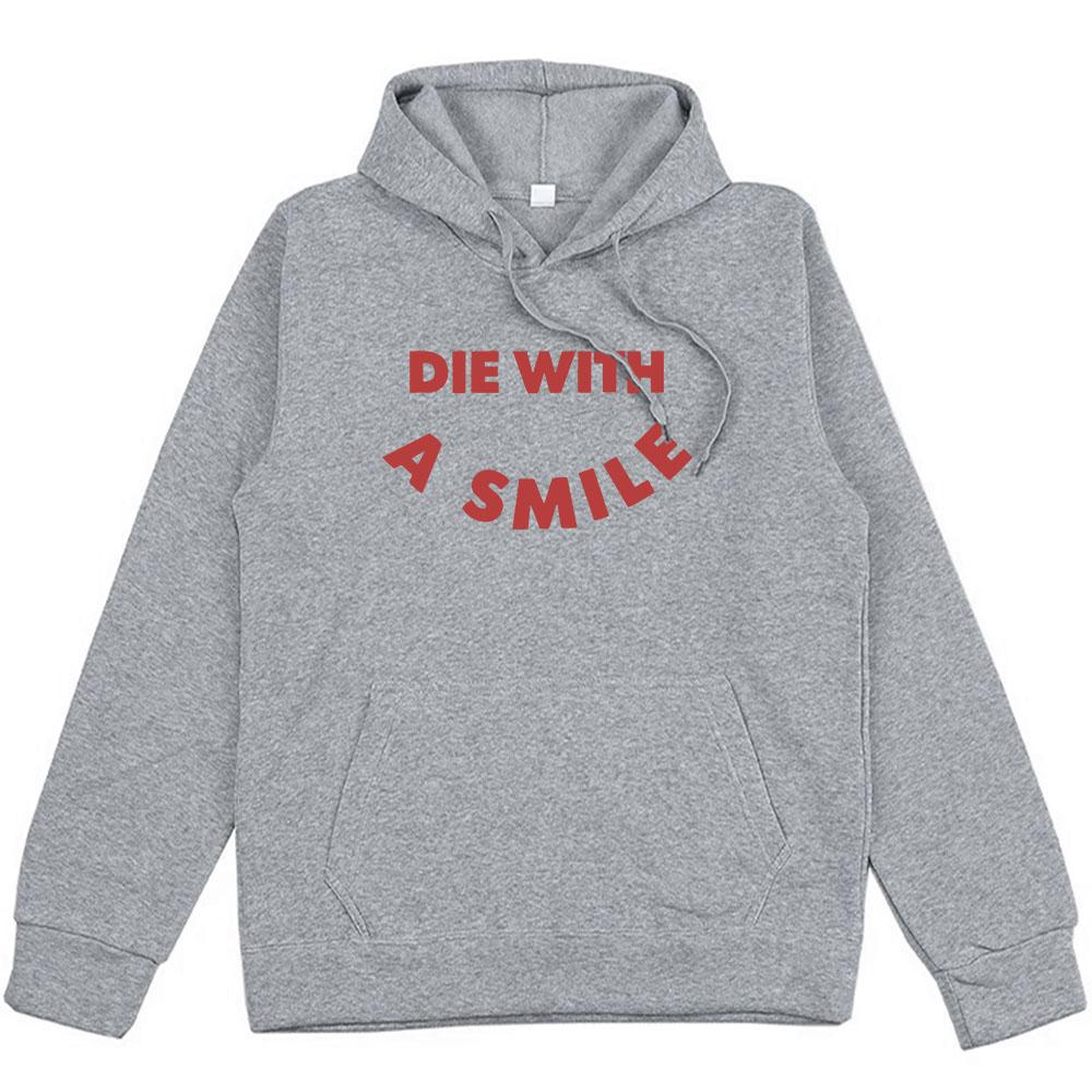 Hip Hop Streetwear Die with A Smile Bruno Mars Lady-Gaga Hoodies Unisex Winter Graphic Sweatshirt Fashion Men Women Tops