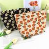 Flower Print Corduroy Cosmetic Bag Large Capacity Portable Smooth Zipper Multifunctional Travel Toiletry Makeup Lipstick Coins Phone Storage Pouch