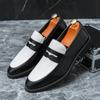 Men's Shoes Large Size New Loafers Fashion Color Matching Business Dress Leather Shoes Trend One Pedal Pointed Leather Shoes
