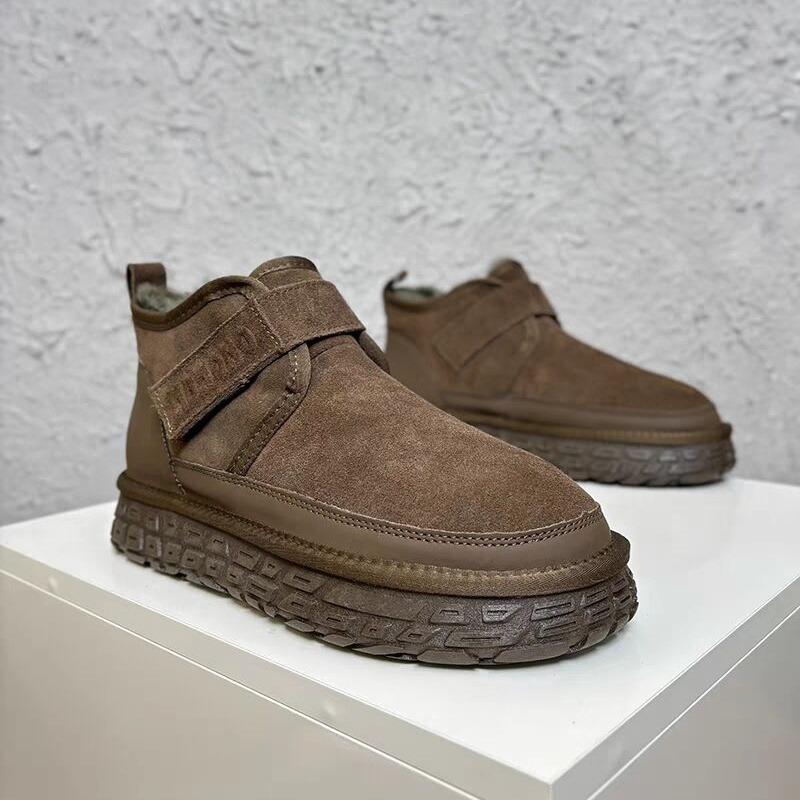 Women Suede Ankle Platform Snow Boots Flats Plush Cotton Shoes Winter 2025 Trend Casual Warm Shoes Non Slip Walking Botas Mujer