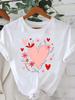 (Asian Size) T Shirt Tee Top Clothing Fashion Love Heart Flower Cute Women Casual Printed Lady Female Graphic  Short Sleeve T-shirts