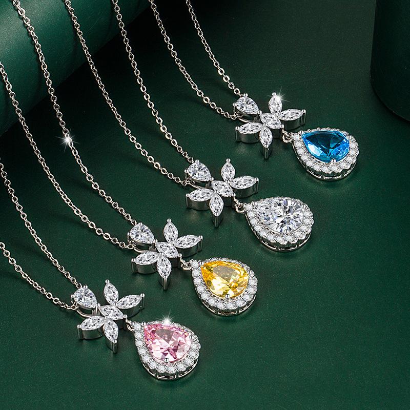 BELLA BOX Paraiba Pear Shape Pendant Necklace Multiple Colour Fashion Wedding Engagement Jewelry