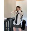 Women Blouses White Y2k Long Sleeve Embroidery Shirts with Tie Korean Fashion Slim Lolita Harajuku JK Tops