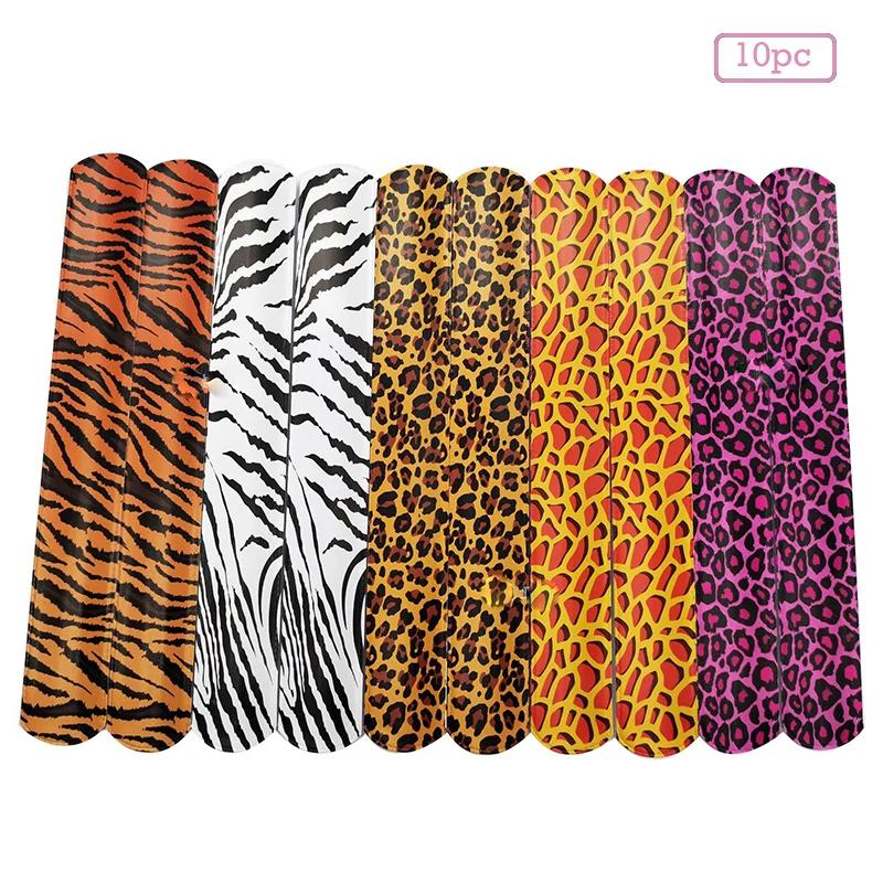 Children's Creative Animal Print Slap Bracelets Leopard Tiger Giraffe Pattern Woodland Theme Boys Birhday Party Gift Toys Favor