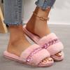 Women Slippers Winter Rhinestone Luxury Designer Slippers Women Cozy Furry Slippers Soft Plush Home Indoor Shoes Slides Women