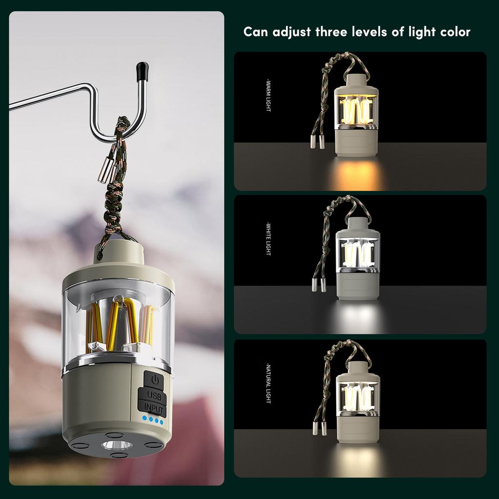 Integrated LED Desktop Lantern Emergency Rechargeable Hanging Tent Light for Home Power Outages Car Repair Camping Gear