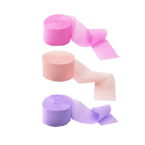 3 Roll Crepe Paper Cuttable Crepe Paper Streamers Backdrop Decor for Wedding