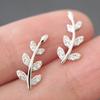 1Pc Plated Leaf Earrings Synthetic Zircon Leaf Earrings Multifunctional Earrings