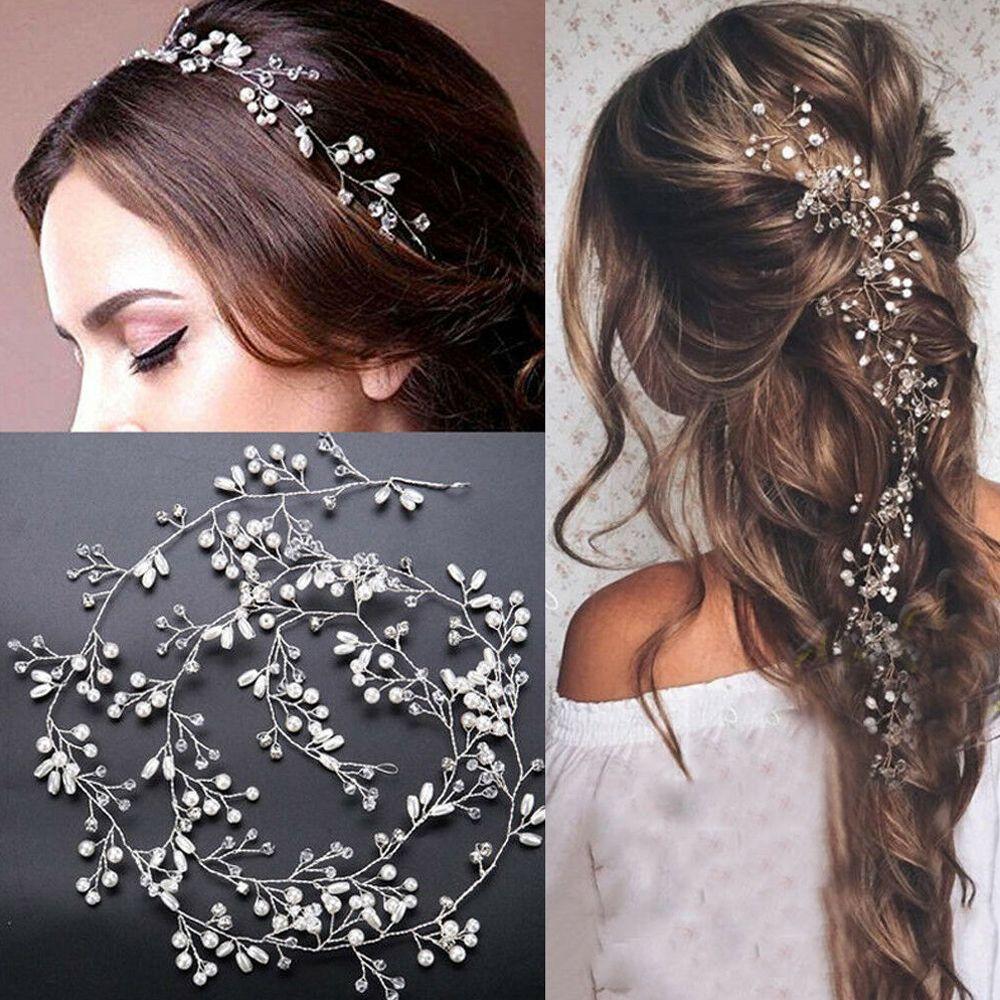 Bridal's Tiara Hair Jewelry Bride Accessories Wedding Hair Vine Pearl Crystal Diamante Headband
