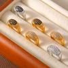 Niche Light Luxury Geometric Design Inlaid Zircon Titanium Steel Ring Women'S Simple Color Retention Jewelry