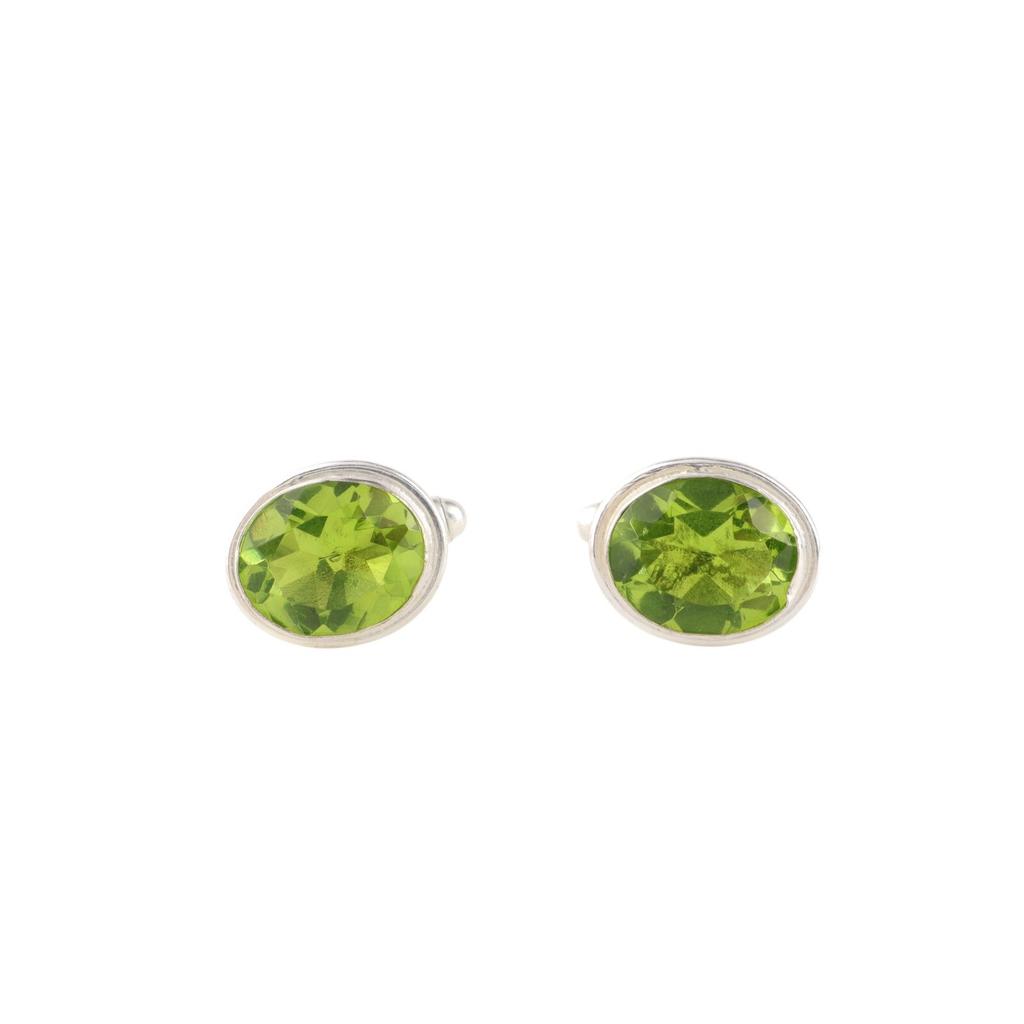 Natural Peridot Gemstone 925 Sterling Silver Handcrafted Jewelry Men Cufflinks CL-2-4