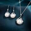 2Pcs/Set Women Jewelry Set Faux Pearl Hook Earrings Adjustable Necklace Set Shiny Rhinestones Wedding Party Jewelry