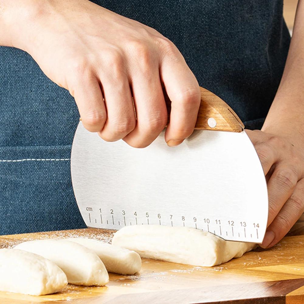 1/3 шт. Нержавеющая сталь Резак для теста Выпечка Торт Хлеб Лапша Резак Волнистый нож Слайсер для картофеля фри Скребок для теста С мерной шкалой