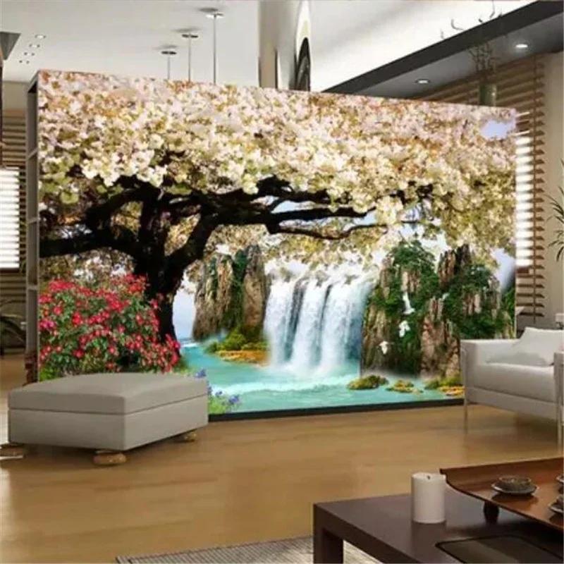 3d Photo Mural Waterfall Water Wallpaper Living Room Bedroom Hand-Painted Wall Mural