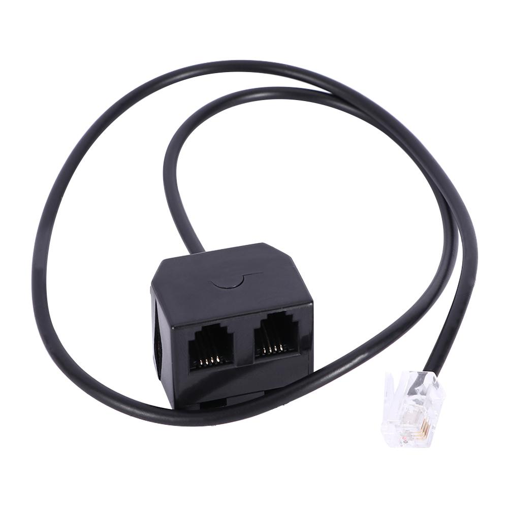 4P4C Standard 2 Female To 1 Male Telephone Line Cords Line Extension Cable Splitter Cord