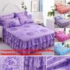 Floral Printed Bedspread Coverlet, Bed Skirt and Pillow Shams Set - Available in Single, Twin, Full, Queen, King Sizes