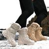 Fashion Winter Warm Plush Fur Snow Boots Waterproof Leather Men's Boots Outdoor Non-slip Work Boots Combat Desert Boots Motorcycle Boots
