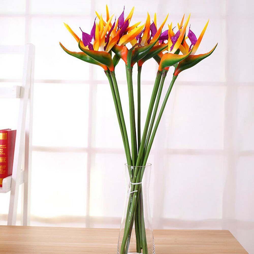 Nearly Wedding Home Decor Long Stem Silk Crane Latex Flowers Artificial Flowers Tropical Flowers